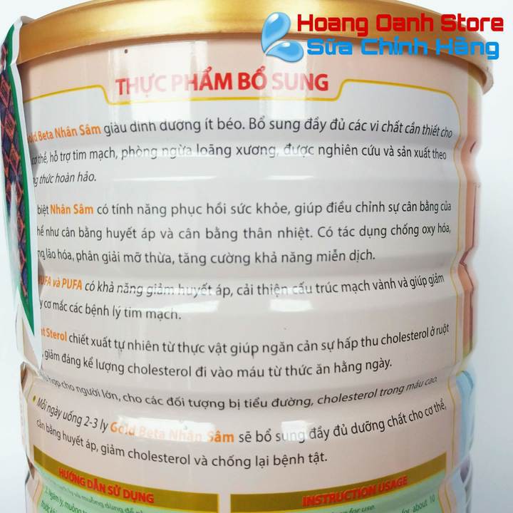 GOLD BETA NHÂN SÂM 900g - Sữa dành cho NGƯỜI GIÀ PHỤC HỒI SỨC KHỎE - Dành cho người già - Tiểu đường 900g