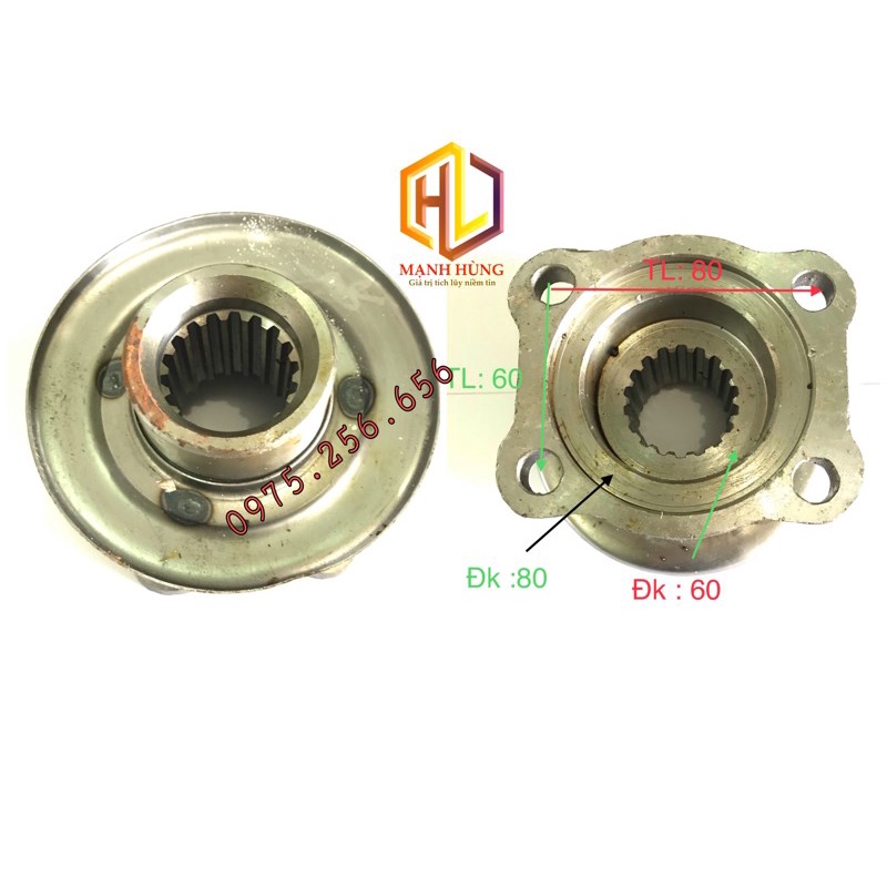 Mặt Bích quả dứa Hoa Mai 2T5 18T cổ phớt F58.5 4 lỗ bắt tâm lỗ 60-80 cao 78 phụ tùng ô tô phụ tùng Hùng Lyf