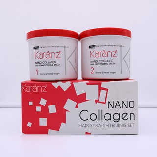 Bộ kem duỗi (ép) Nano Collagen, siêu mượt, hương thơm Karanz Nano Collagen Hair Straightening Set 600ml