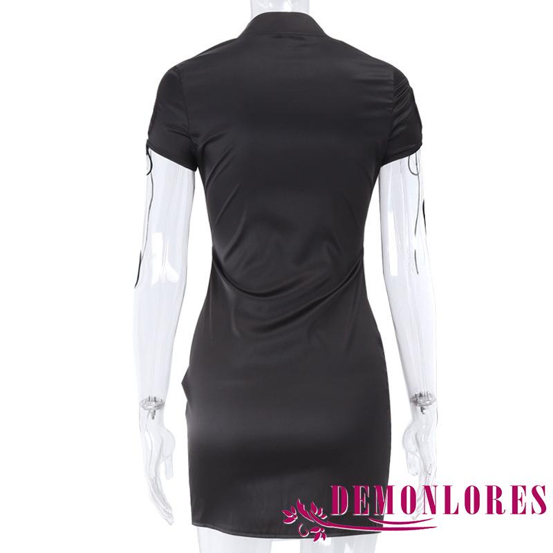 Đầm Body Tay Ngắn Cổ Tròn Màu Sắc Thanh Lịch Dành Cho Nữ