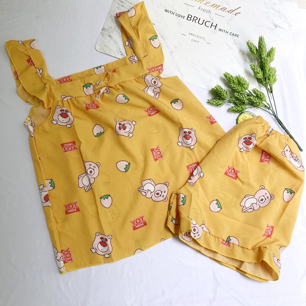 Bộ đồ mặc nhà freesize từ 35-40kg, cho bé gái lớn vải mềm - B01