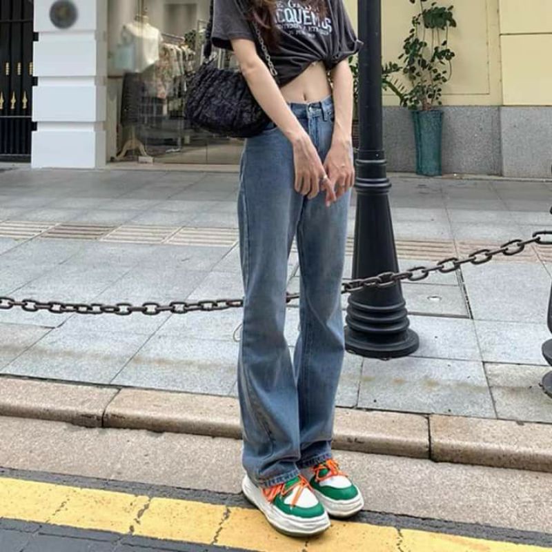 Quần Jeans denim trơn buộc dây 🍡