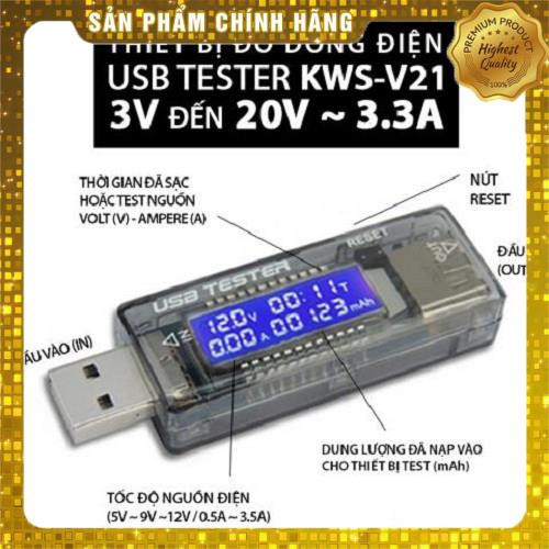 Thiết bị test pin sạc, củ sạc, đo dòng điện, check dung lượng pin KWS-V21 KIM NHA SHOP