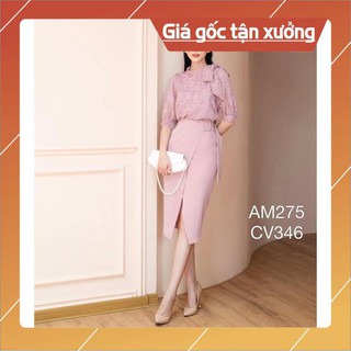 Freeship áo sơ mi voan hạt nổi nơ lệch- áo sơ mi công sở kiểu