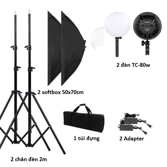 COMBO 2 ĐÈN LED STUDIO TC-80W