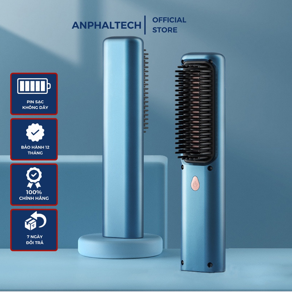 Lược Điện Chải Thẳng Tóc HuiHao Không Dây, Lược Điện Uốn Tóc Tạo Kiểu Tóc Đa Năng