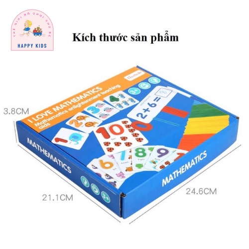 Bộ giáo cụ que tính học toán và thẻ ghép số học phép tính tư duy, giáo cụ Montessori cho bé