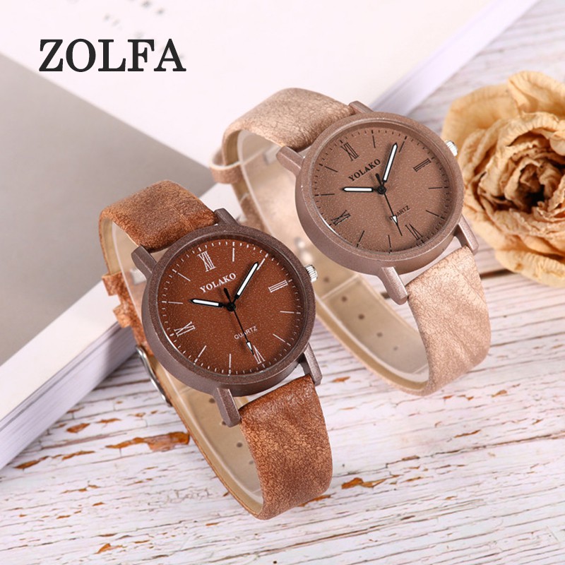 ZOLFA Elegant Pink Women Leather Watches Simple Black Ladies Quartz Wrist Watch Dress Clocks Womens Casual Analog Watches Đồng hồ nữ