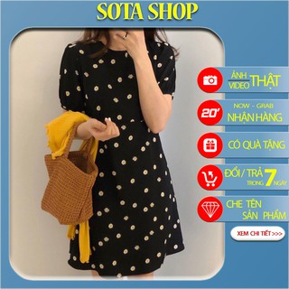 Váy hoa cúc vải thô chất đẹp -Váy hot 2020