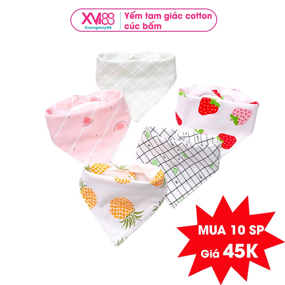 Khăn yếm tam giác cotton bấm cúc cho bé PK17