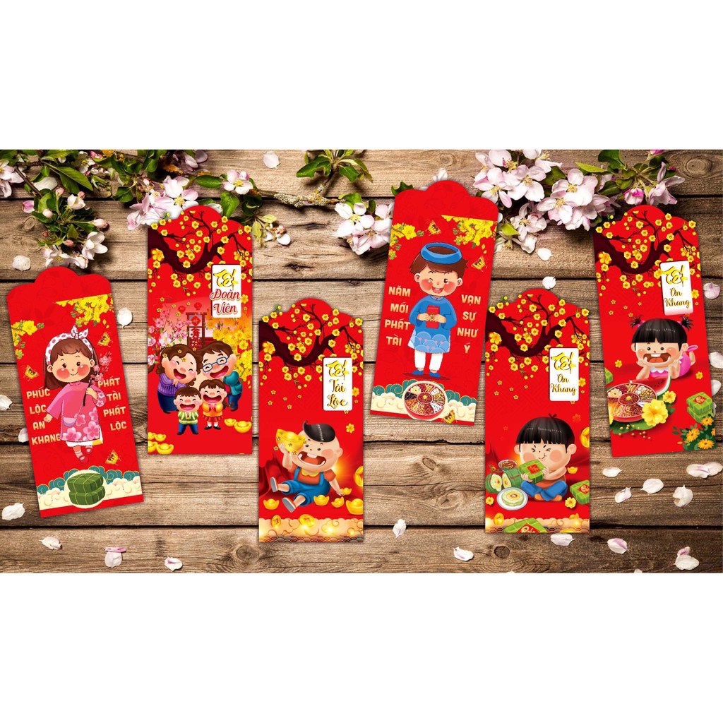 Lì Xì Tết ❤️FREESHIP❤️ Combo bao lì xì Tết 2021 hàng cao cấp dày đẹp hình đẹp siêu cute