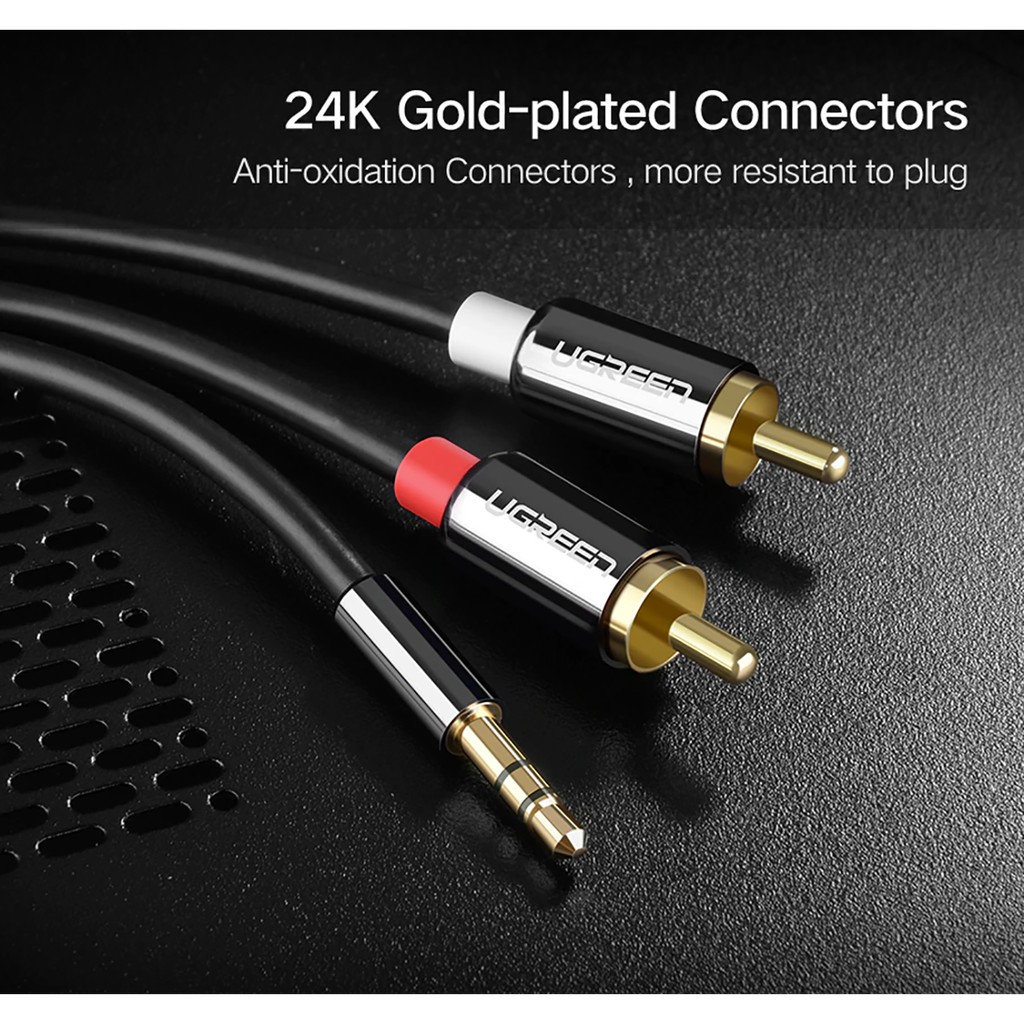 Cáp Audio Chuyển 3.5mm ra 2RCA Hifi Audio Cao Cấp UGREEN AV116 Chính Hãng