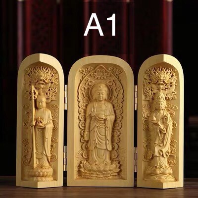 Bộ 3 tượng phật gỗ gấp gọn | BigBuy360 - bigbuy360.vn