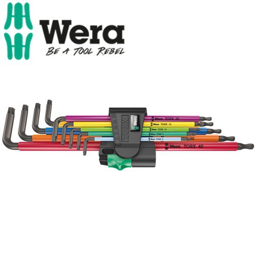 Bộ hoa thị dài Wera (không lỗ) nhiều màu sắc 967/9 TX XL Multicolour 1 TORX gồm 9 cái mã 05024480001