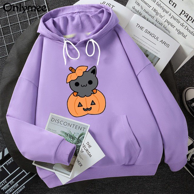 Áo Hoodie Unisex Chất Nỉ Đón Thu In Hình Mèo Halloween ,Nhiều Màu Lựa Chọn Ấm Áp ,Phù Hợp Diện Đôi , Mặc Nhóm Đi Chơi