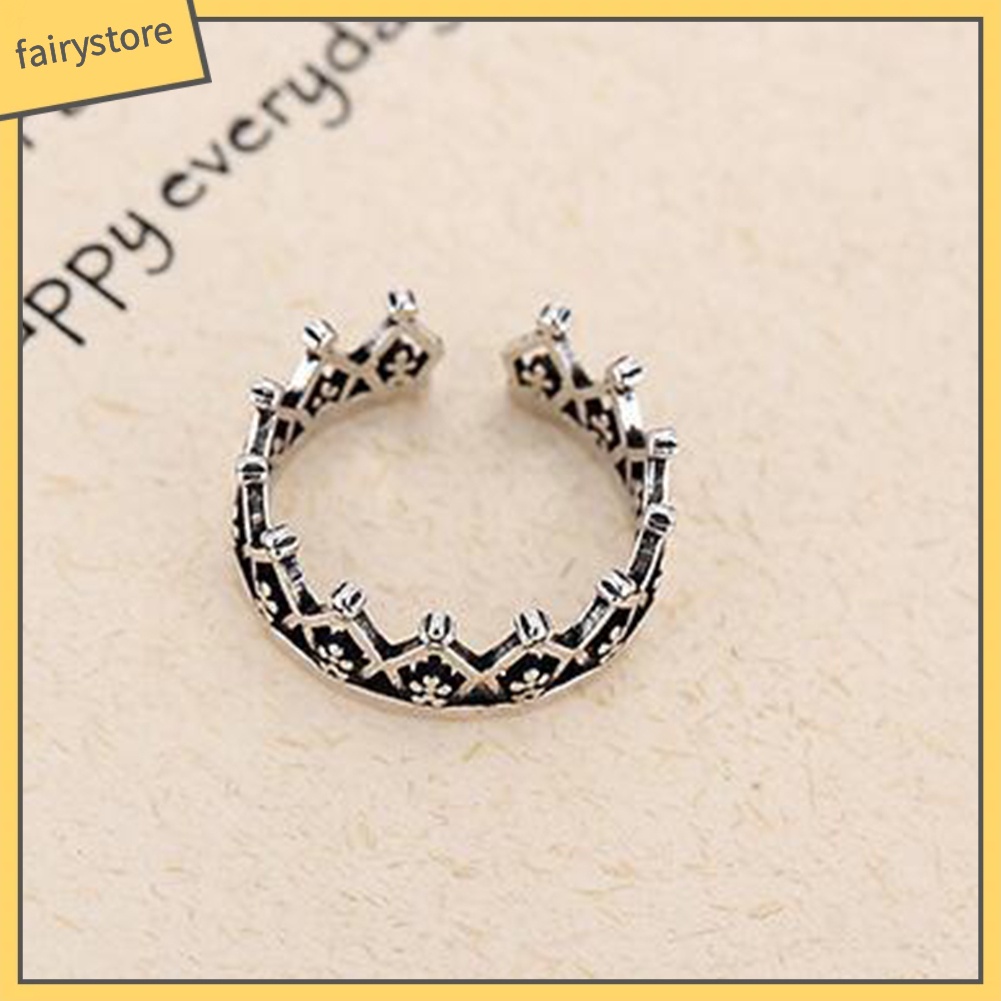 Nhẫn Đeo Tay Kim Loại Tạo Hình Vương Miện Vintage Cho Nữ