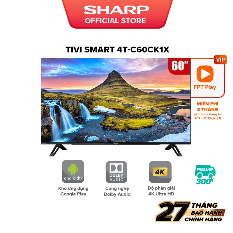 Smart TV 4K Ultra HD LED Sharp 60 inch 4T-C60CK1X