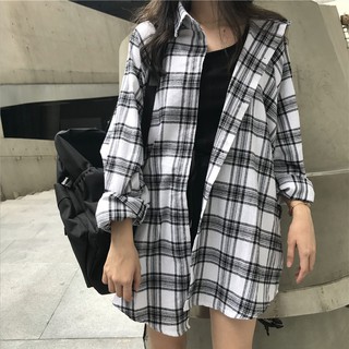 sơ mi caro oversize