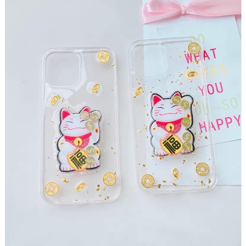 🌸 Ốp lưng iphone - Ốp iphone 🌸mèo thần tài may mắn lắc tiền xu hot trend full viền i/7plus/8/8plus/x/xsmax/11/12/pro/13