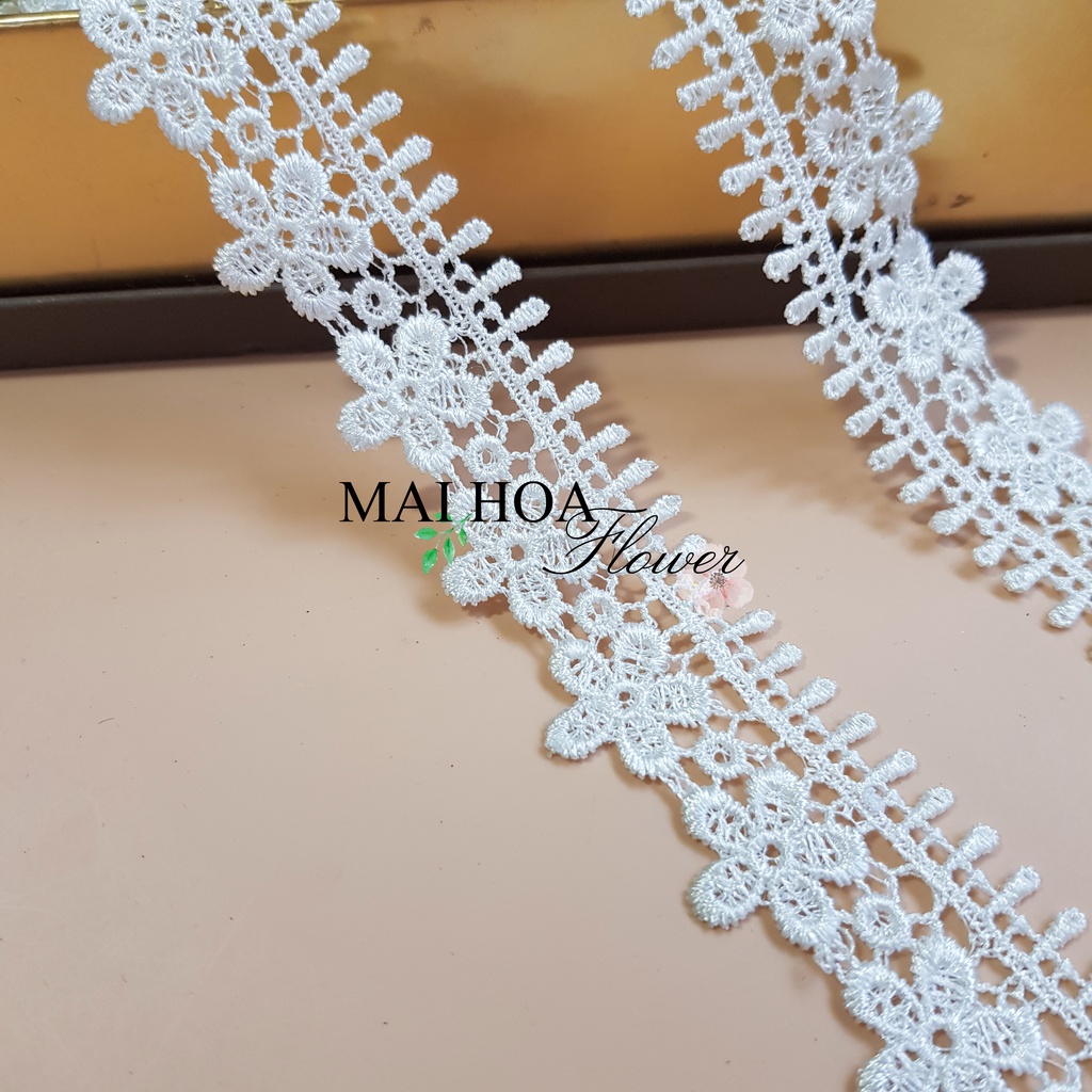 RC37 Cuộn 13 mét ren viền váy áo màu trắng bản 3cm ren chỉ thêu hoa Maihoaflower