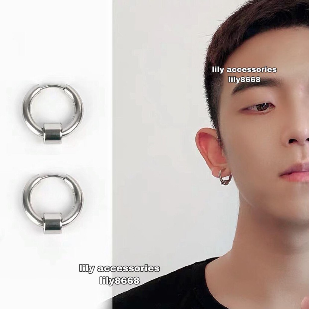 khuyên tai bông tai titan tròn phối vòng không gỉ không đen không dị ứng cho nam và nữ