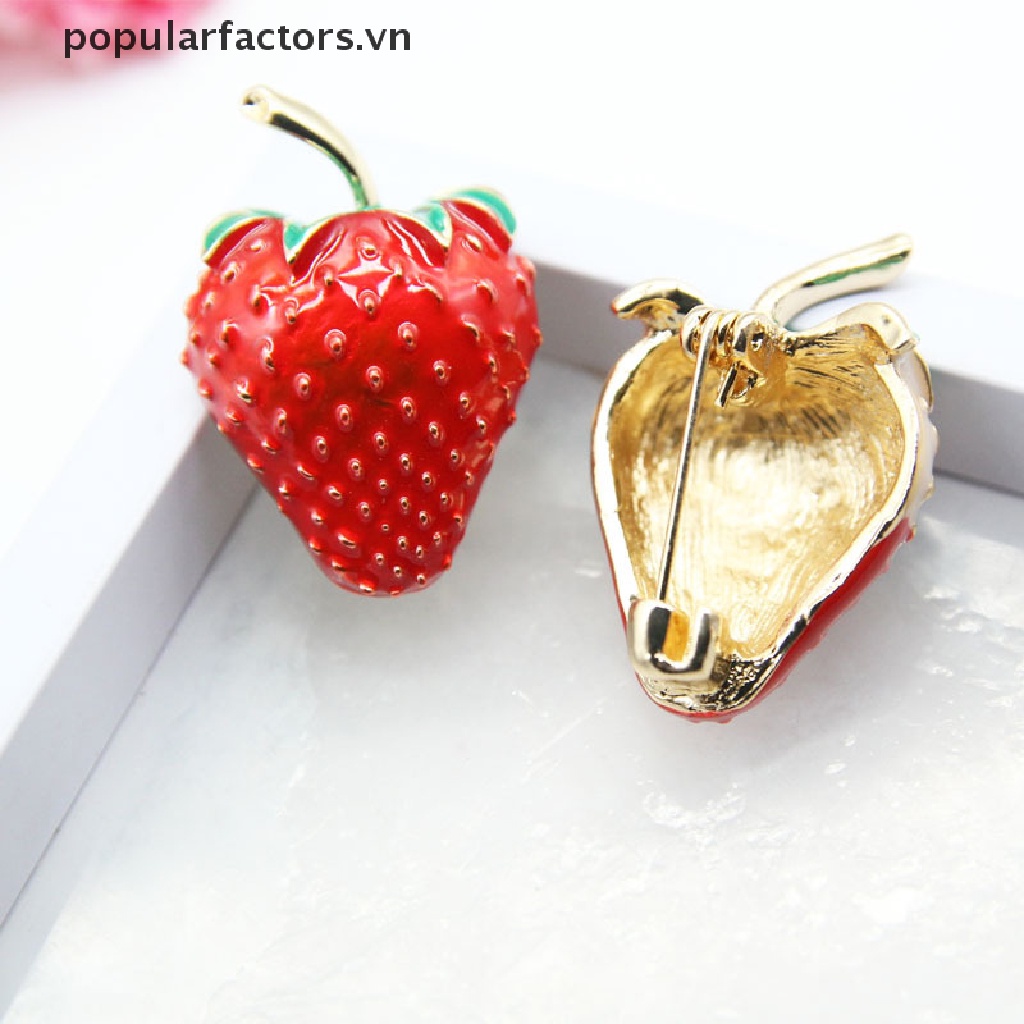 Ghim Cài Áo Hình Trái Dâu Màu Đỏ Thời Trang Cho Nữ