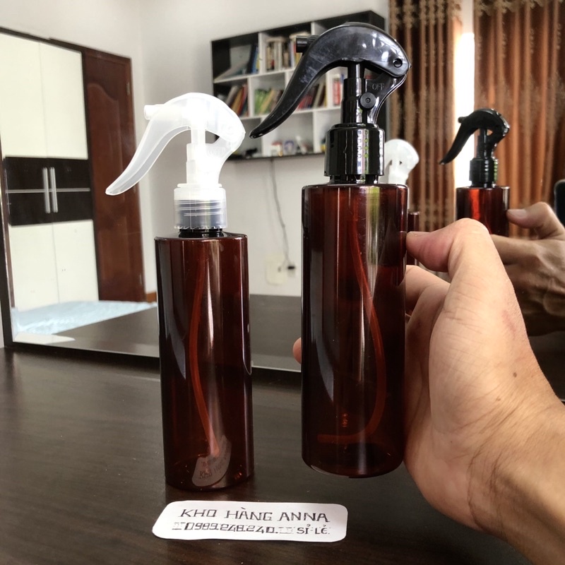 COMBO 10 Bình xịt nước phun sương 100ml/ 150ml/ 200ml- Chai nhựa Nâu/ trong suốt/  trắng đựng xịt khuẩn, xịt nước tưới