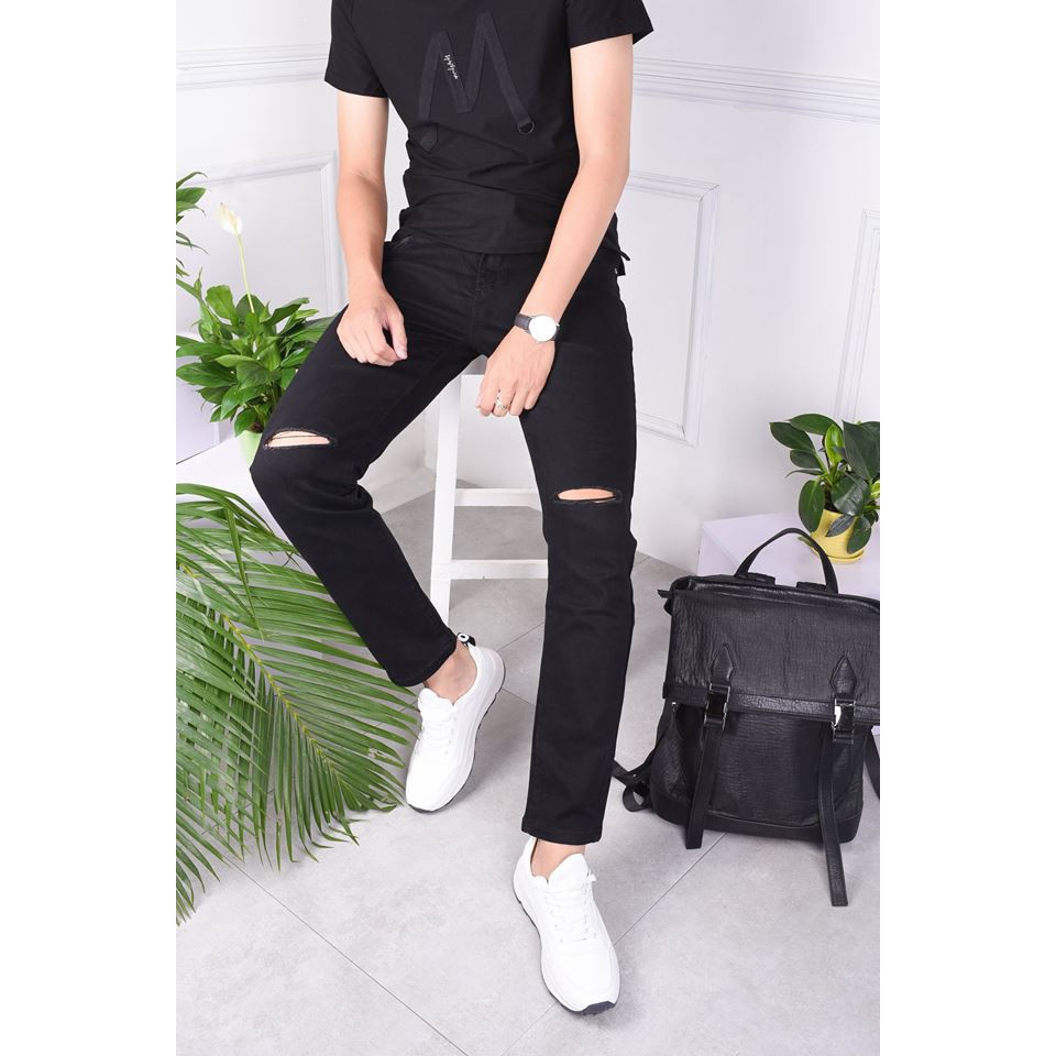 Quần Jean Nam Xước Nhẹ Màu Xanh Đậm Dáng Trẻ Trung | BigBuy360 - bigbuy360.vn