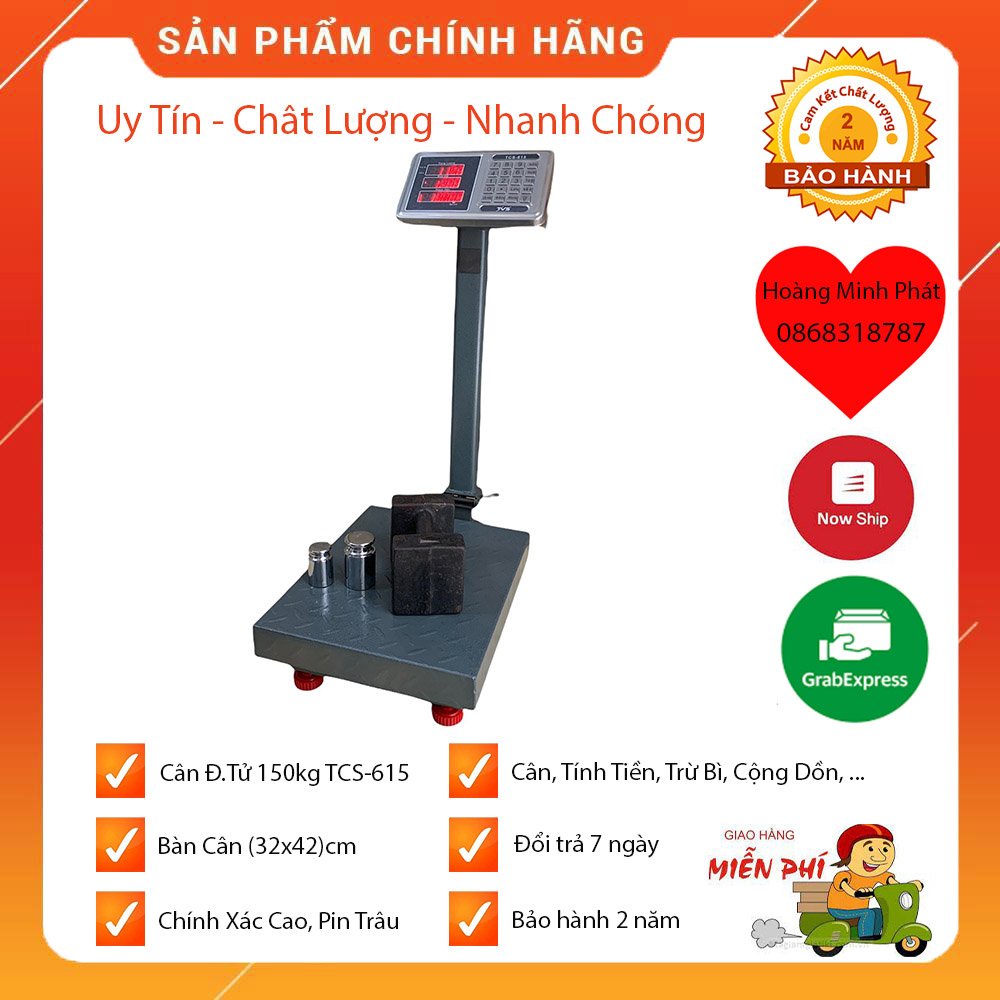 Cân Bàn Điện Tử Cân Hàng Hóa, Đồ Dùng 100kg - 150kg - 300kg TCS-615 chuyên dụng cho nhà hàng, nhà máy, công xưởng