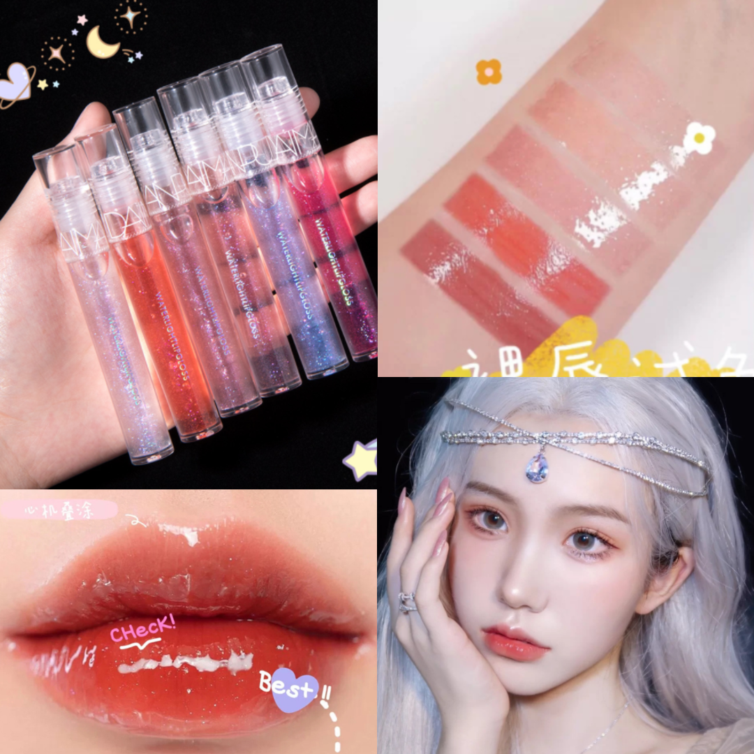 DAIMANPU 6 Color Moisturizing Lipgloss Mirror Water Ball Transparent Glass Lip Gloss