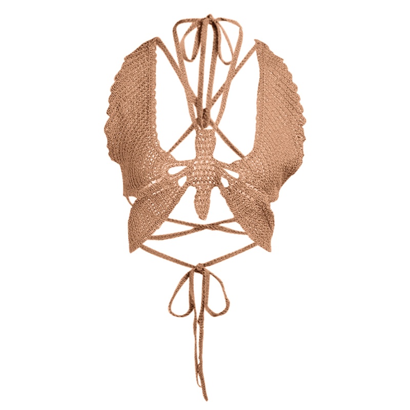 Áo Croptop Dệt Kim Hai Dây Cổ Chữ V Hở Lưng Thời Trang Mùa Hè Quyến Rũ Cho Nữ