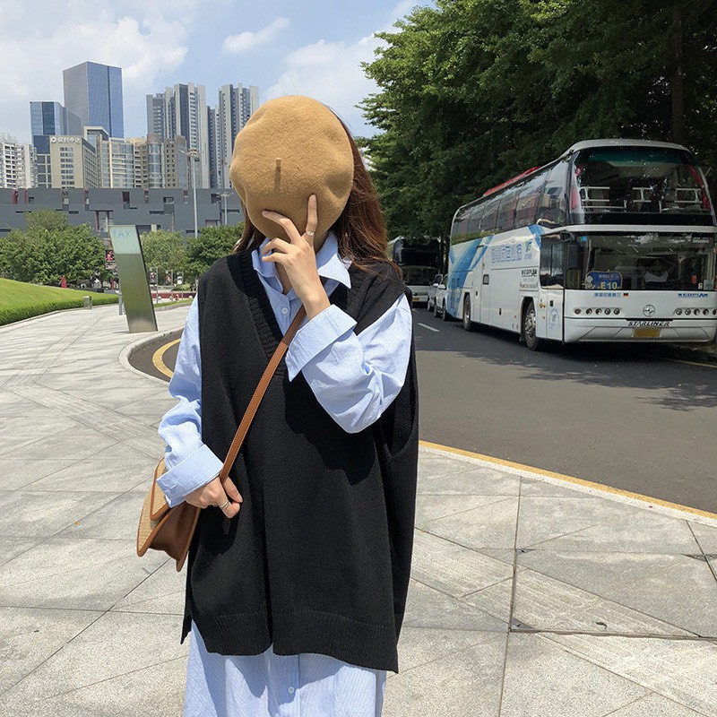 Áo Ghile Len Trơn, Áo Len Nữ Cổ Tim Kiểu Dáng Đơn Giản Phong Cách Hàn Quốc Xinh Xắn Dễ Thương AH180 | BigBuy360 - bigbuy360.vn