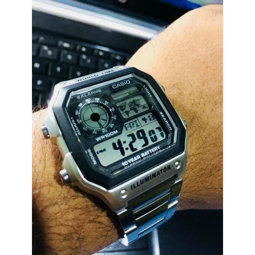 Đồng hồ Nam CASIO AE-1200WHD-1AVDF Dây kim loại