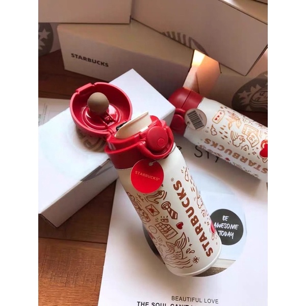 Bình giữ nhiệt Star.bucks x Thermos Valentine hoạ tiết dập nổi Dung tích 355ml