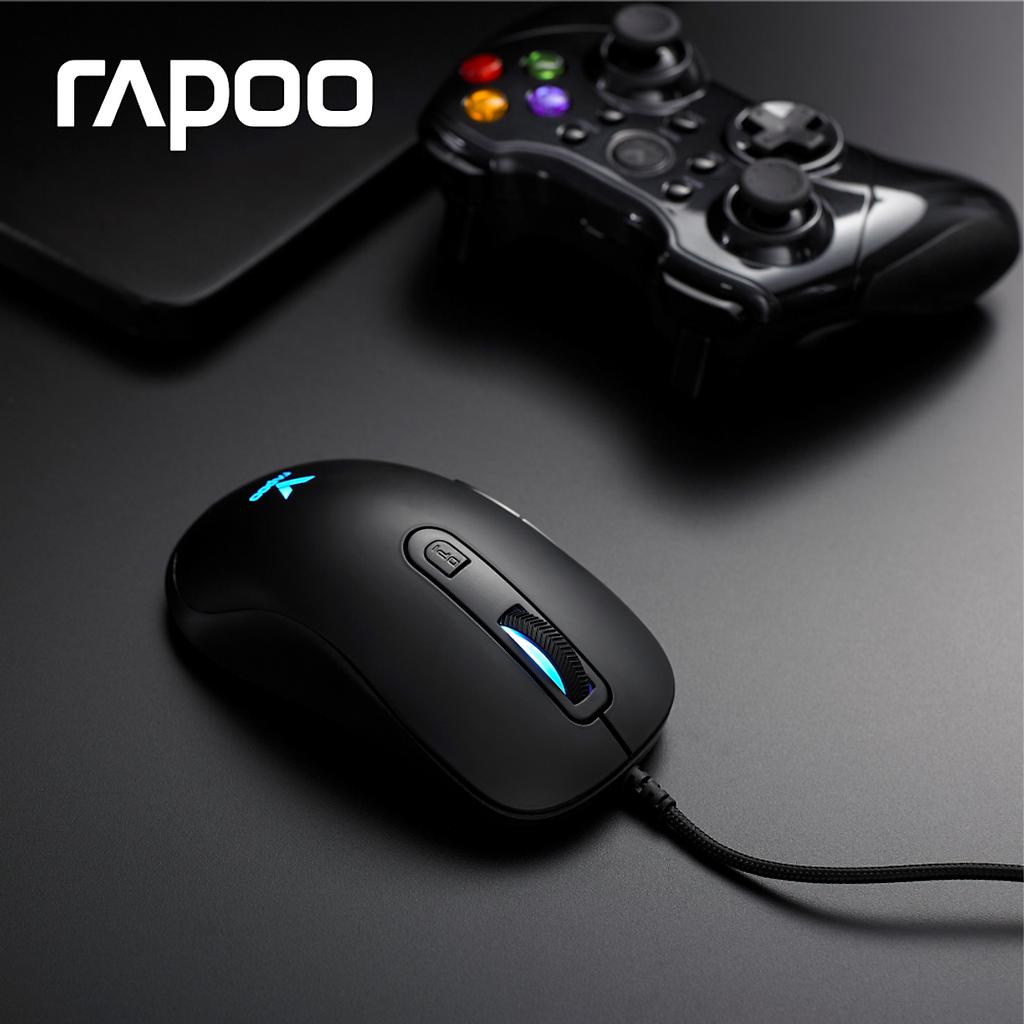 Chuột Gaming Có Dây RAPOO V16RGB 12800DPI, 6 Mức DPI, Đèn LED RGB, Dây Cắm USB Dài 1.85M - Hàng Chính Hãng