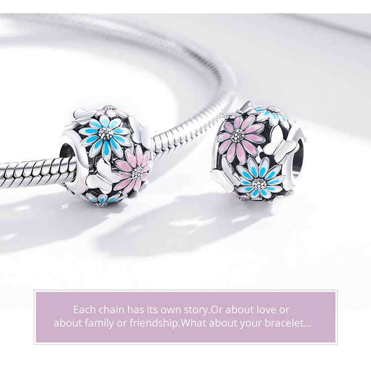 Hạt charm bạc sterling 925 Bamoer SCC2061 dòng thiết kế Secret Garden 3 kiểu thời trang tự làm trang sức vòng cổ