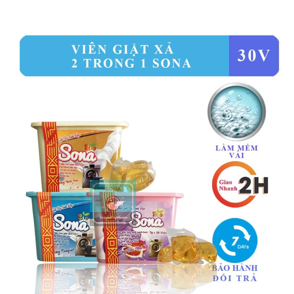 Viên Giặt Tẩy Quần Áo 2 in 1 SONA, Viên Nước Giặt Xả Quần Áo Siêu Sạch