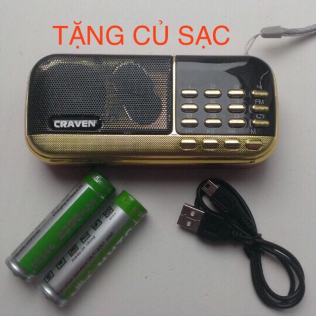 [Mã ELHACE giảm 4% đơn 300K] [Freeship toàn quốc từ 50k] Đài Radio USB Thẻ Nhớ Craven CR-836/836S tặng củ dạc