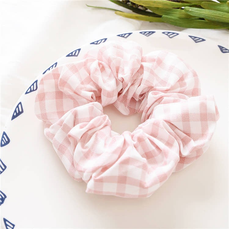 Dây cột tóc vải scrunchies vải caro vintage