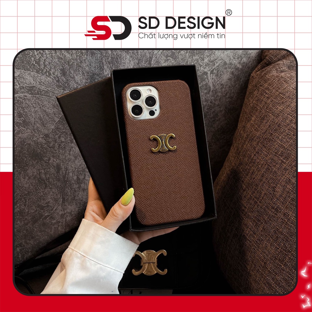 Ốp lưng IPhone, ốp điện thoại Celine nâu Cao Cấp SDDESIGN 7P.8P.X.XsMax.11.11Promax.12Promax.13.13Promax OL 04
