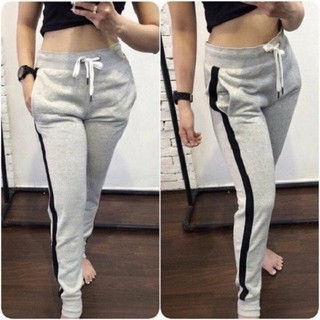 Quần jogger thun nam nữ phối sọc