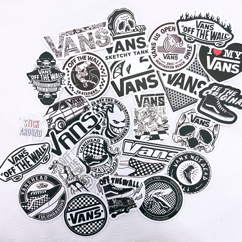 [Vans] Set hình dán sticker trắng đen black and white b&w bw