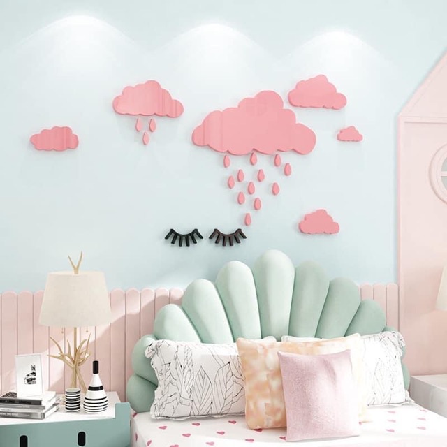 Tranh dán tường mica 3d decor khổ lớn dán tường đám mây dễ thương Nhiều Size - EPeBen