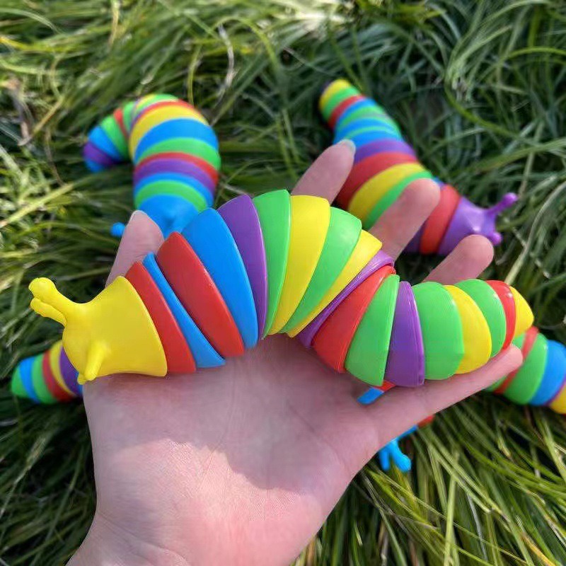 Squishy hình con sâu màu mè mềm mịn đồ chơi bóp tay dễ thương chân thực giảm stress co dãn đàn hồi ngộ nghĩnh bóp giải t