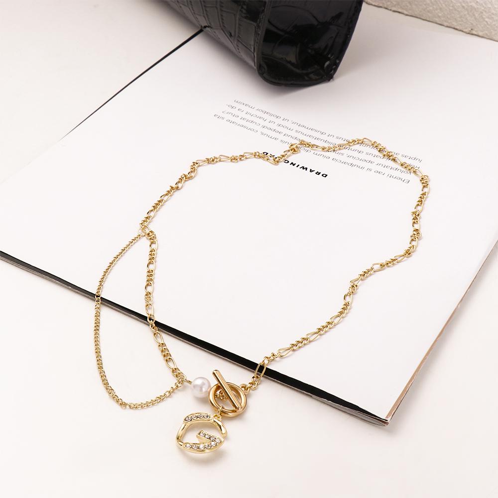 AROMA Vòng Cổ Choker Thiết Kế Dạng Chữ G Đính Đá Nhân Tạo Thời Trang Cho Nam Nữ