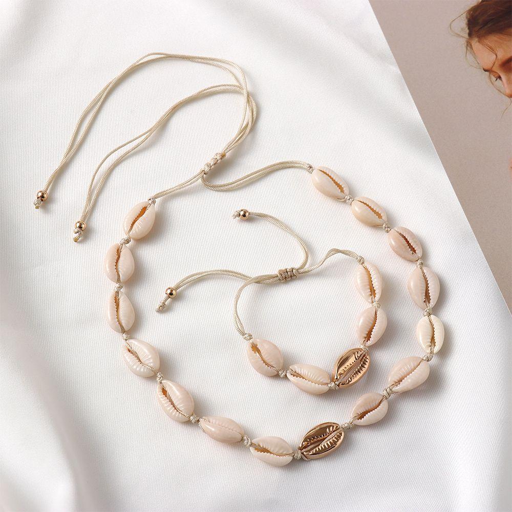 LAY Vòng cổ Vỏ Sò Tự Nhiên Và Hợp Kim 3 Kiểu Khác Nhau