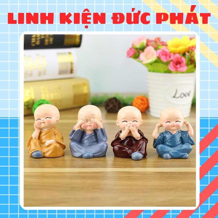 Bộ Tượng 4 Chú Tiểu 4 Không, Mang Lại Bình Yên, May Mắn, Để Bàn Làm Việc, Xe Hơi, Để Trang Trí