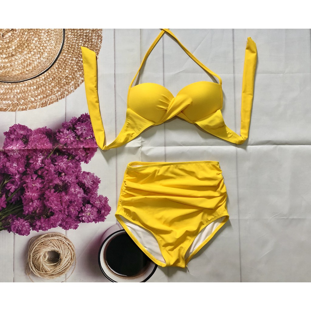 Bikini Áo Gọng Không Nơ, Cạp Cao ( Bộ Sưu Tập Đồ Bơi Nữ ) | WebRaoVat - webraovat.net.vn