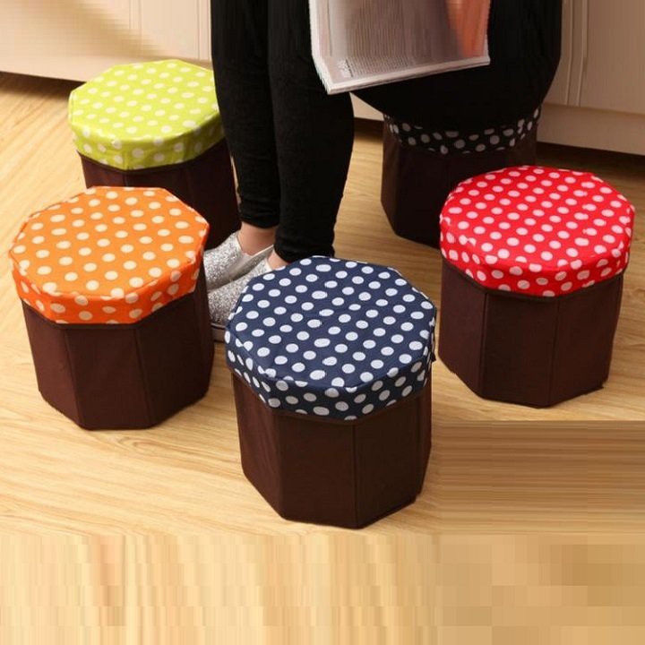 Ghế hộp đa năng gấp gọn có nắp đựng đồ tiện lợi kích thước chuẩn 25cm X 30cm.