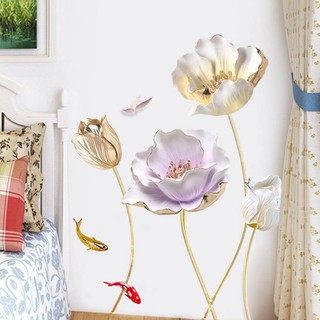 Decal dán tường hoa tím cánh mỏng 3d_ siêu hot 1